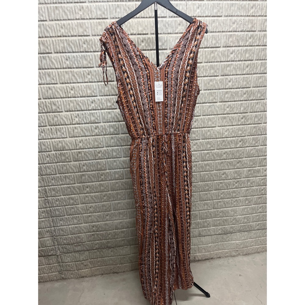 Cupshe Womens Rust Multi Paisley Print V-Neck Wide Leg Jumpsuit Size Mβ NWT
